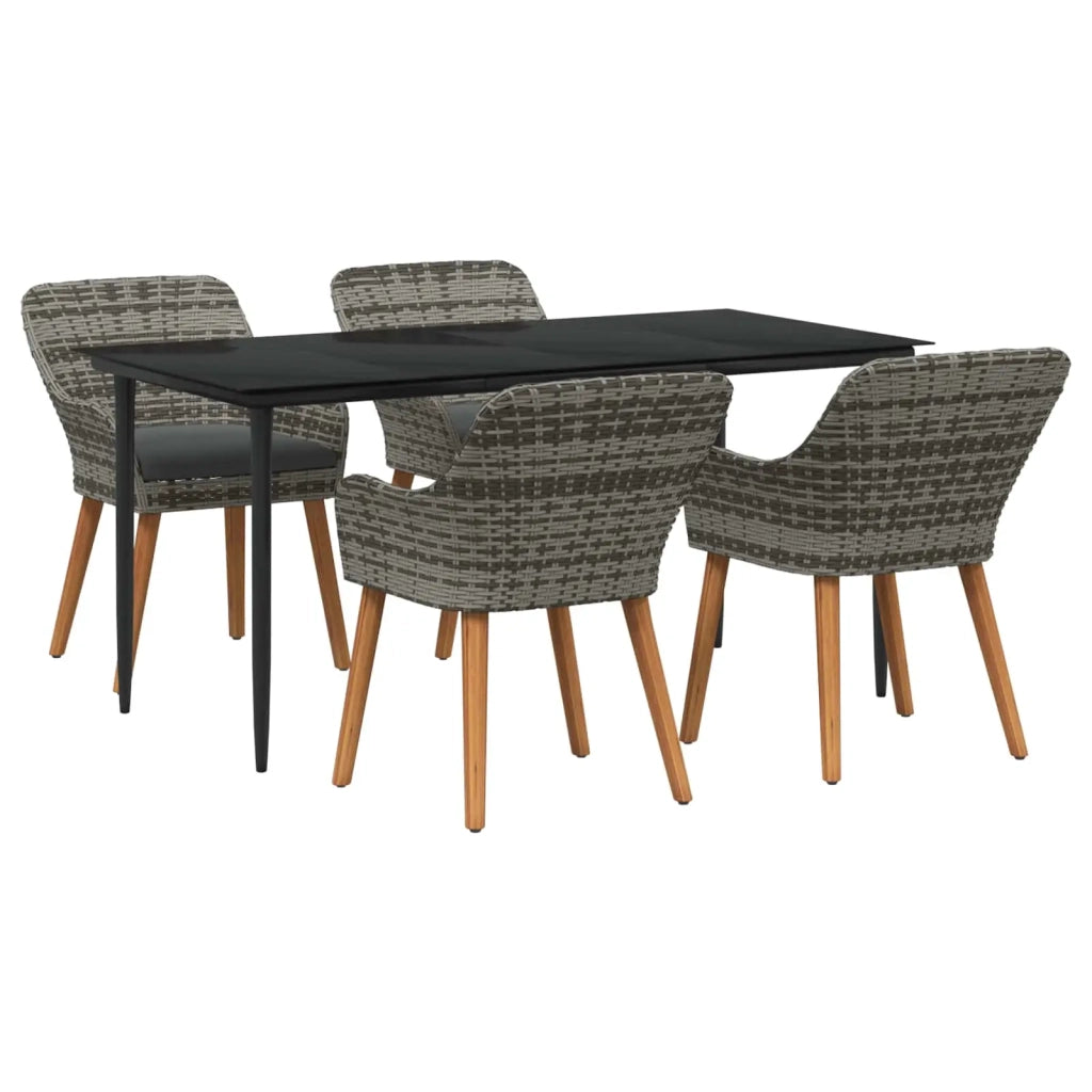 Set da Pranzo per Giardino con cuscino 5 pcs Grigio polyrattan 3261680