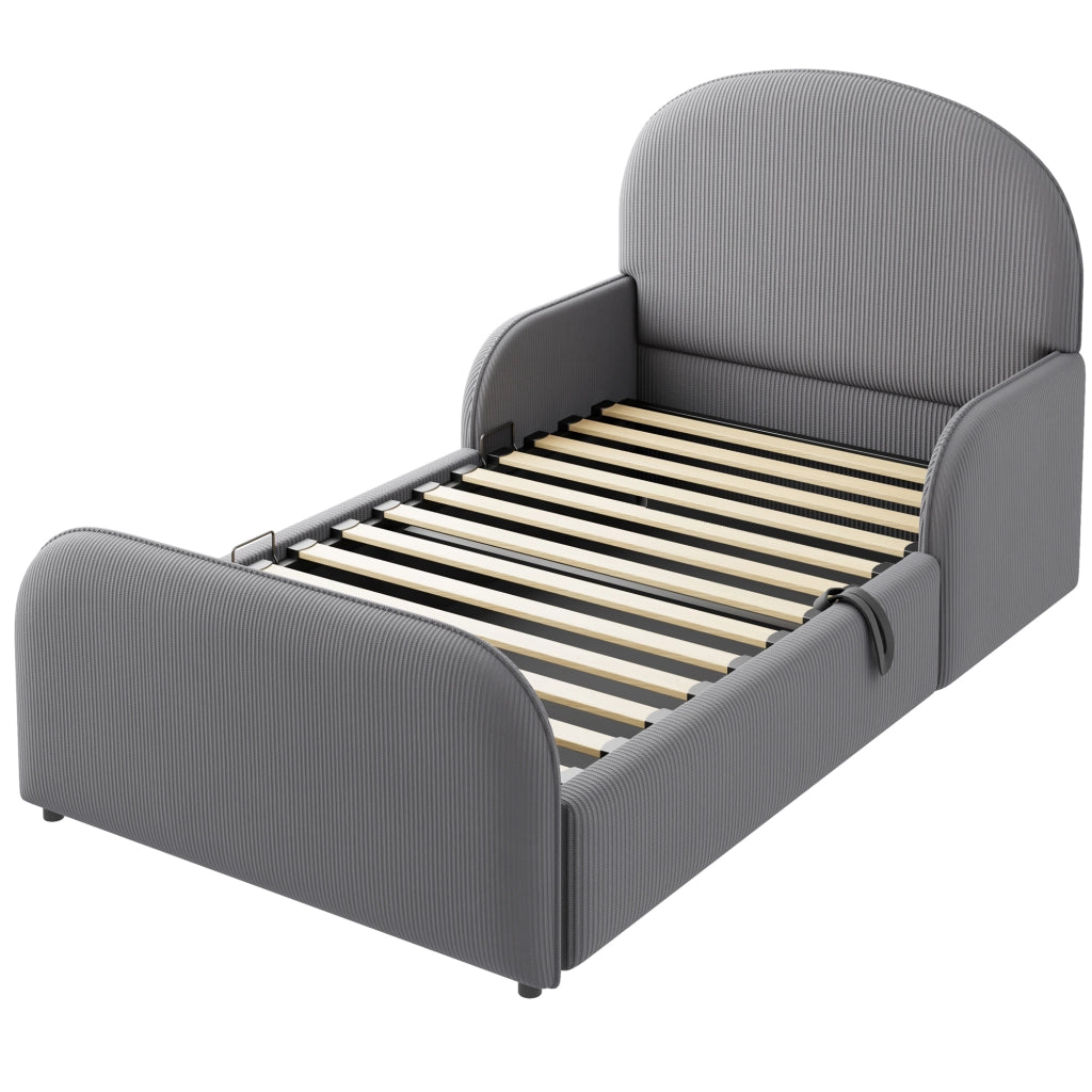 LETTO Contenitore idraulico 90x200 cm in velluto grigio