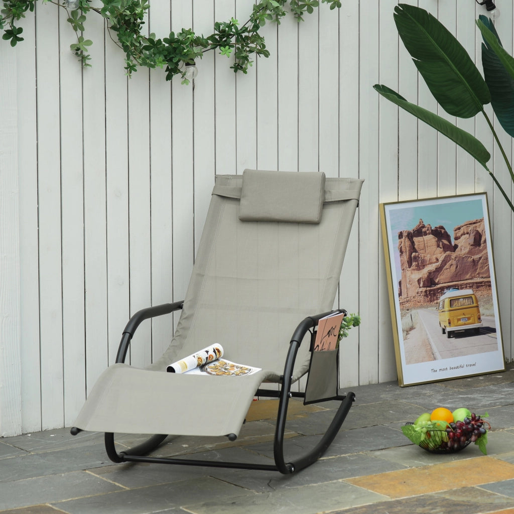 Poltrona a Dondolo da Giardino ¨C Minimal ¨C Nero e Grigio, 150x62x88 cm