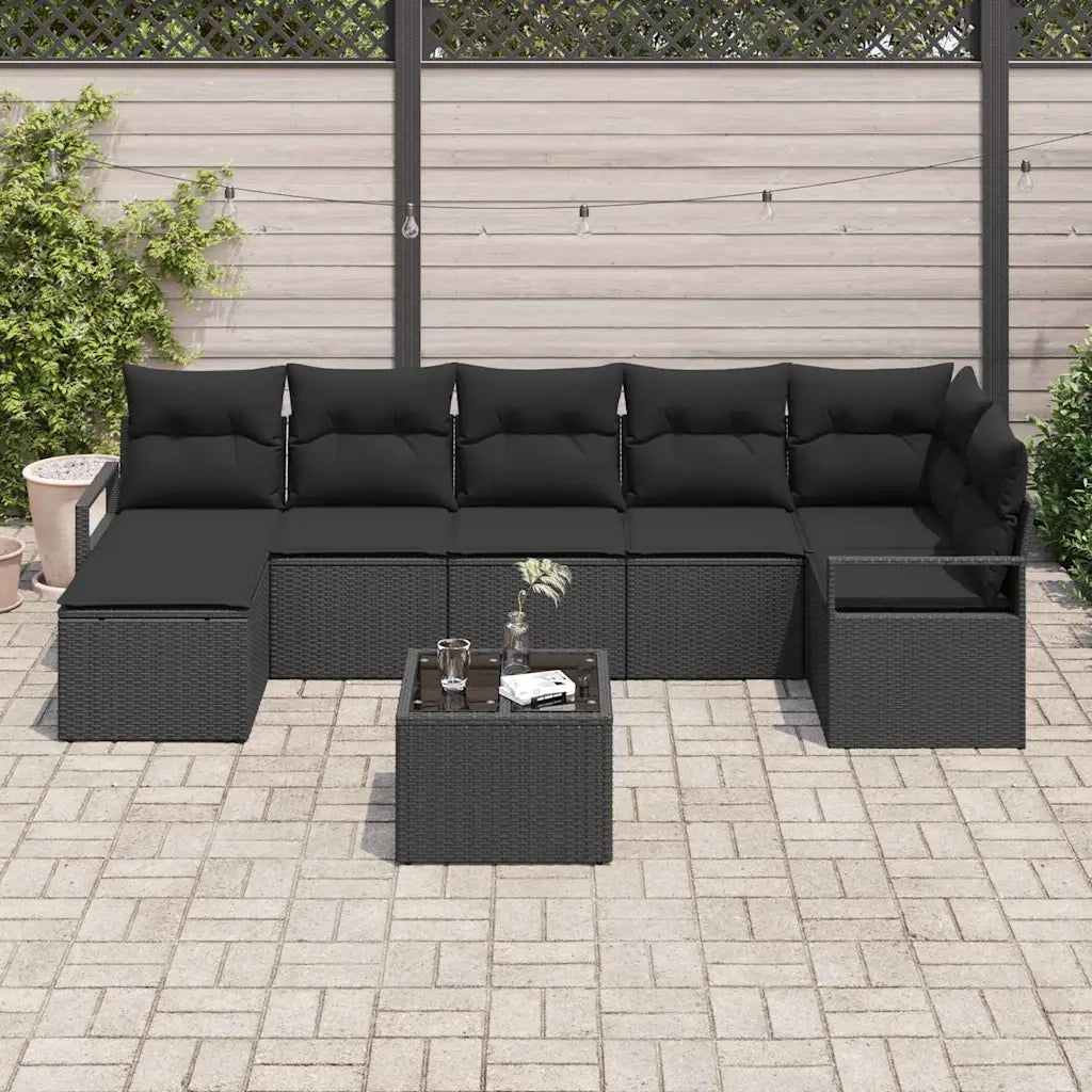 Set di divani con cuscino 8 pcs Nero polyrattan 3355152