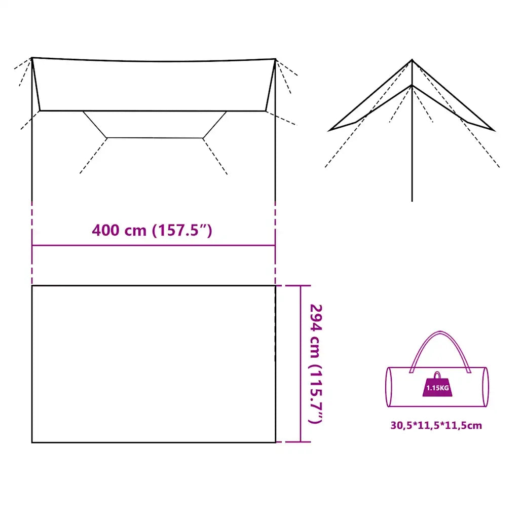 Telone da Campeggio Blu 400x294 cm Impermeabile 94662