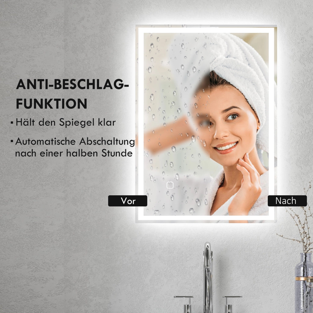 Specchio da Bagno con LED ¨C zephmum ¨C Bianco 60x80 cm