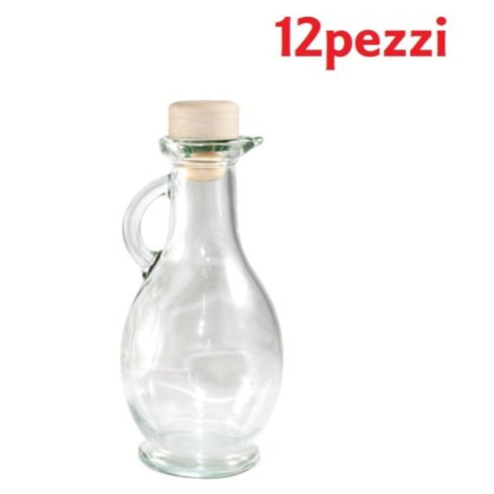 Trade Shop - Set 12 Pezzi Bottiglie Bottigline Vetro Trasparente Egizia Con Tappo 500cc -
