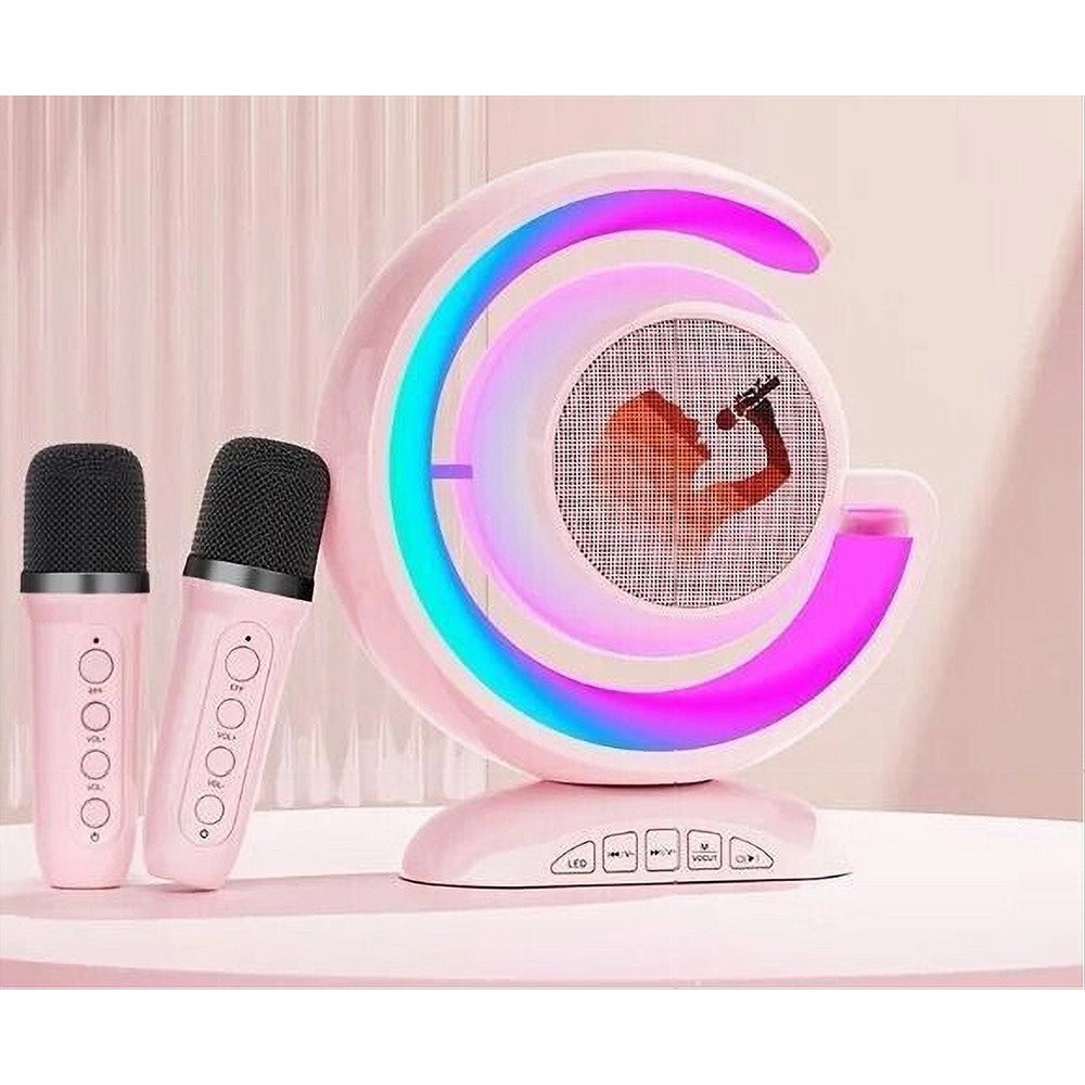 Trade Shop - Set Karaoke Cassa Bluetooth Ys-110 Con 2 Microfono Altoparlante Rgb Portatile -