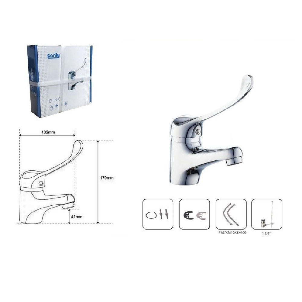 Trade Shop - Miscelatore Rubinetto Bagno Per Lavandino Lavabo Ottone Cromato Clinica 69205 -