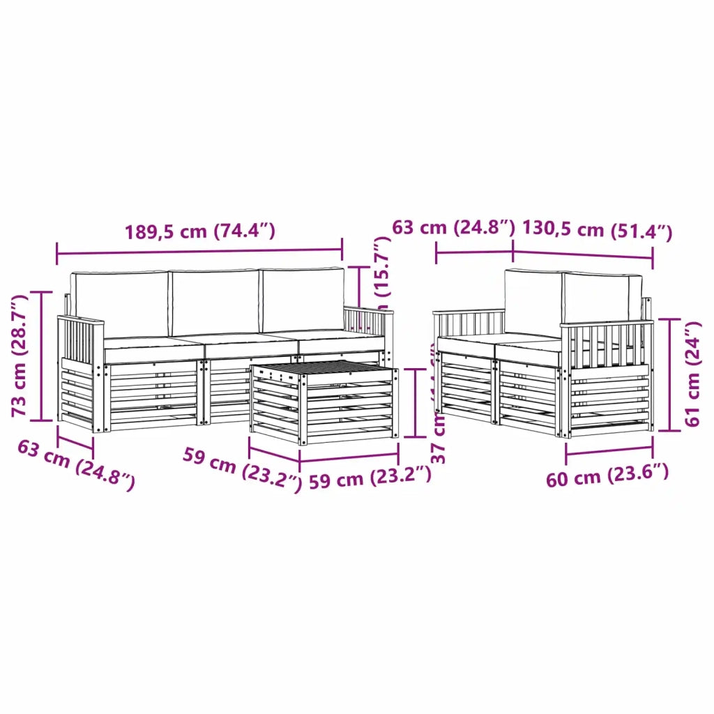 Set divani Legno di Acacia Massello 3391386