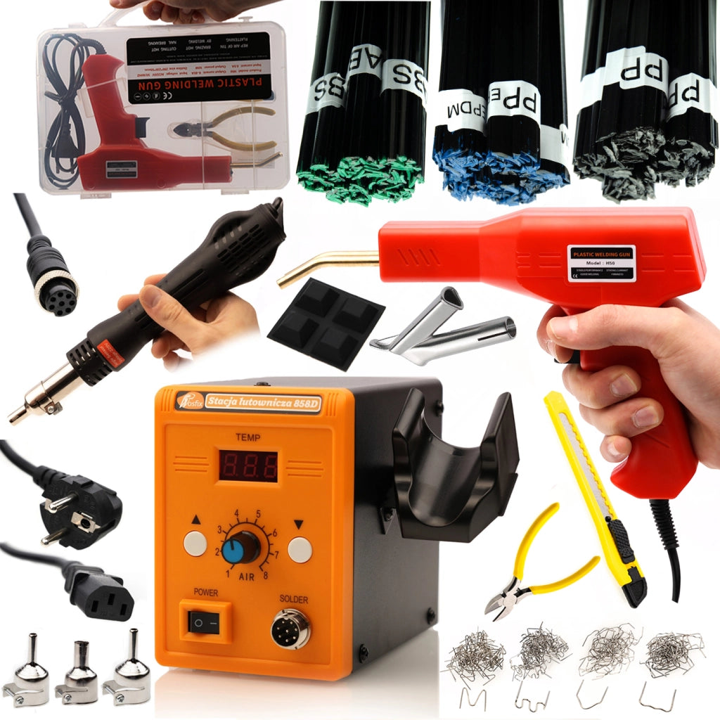 Kit Saldatura Plastica Rosfix 858D – 700W, 4 Ugelli, 300g Lega | Regolazione Temperatura 100-500°C