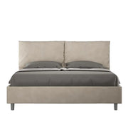 Letto matrimoniale con rete imbottito 160x200 microfibra sabbia Antea