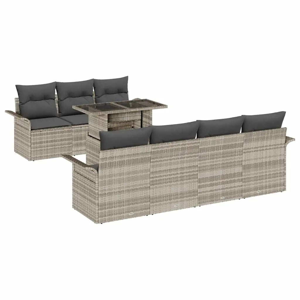 Set Divano da Giardino 8 pcs Grigio chiaro polyrattan 3348228