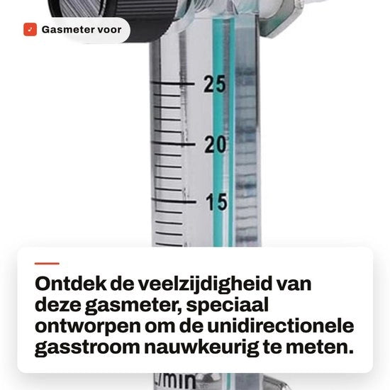 Misuratore di Gas - Alta Qualità Acrilico - 2,5-25 LPM - Pressione fino a 0,6 MPa - Facile da Utilizzare - Connettore 8 mm - Misuratore della Portata