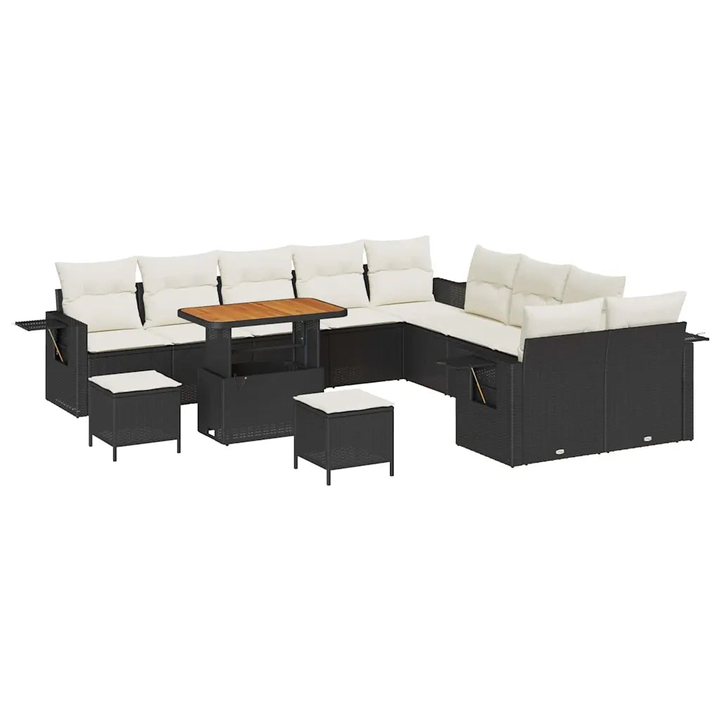 Set Divano da Giardino con cuscino 13 pcs Nero polyrattan 3363755