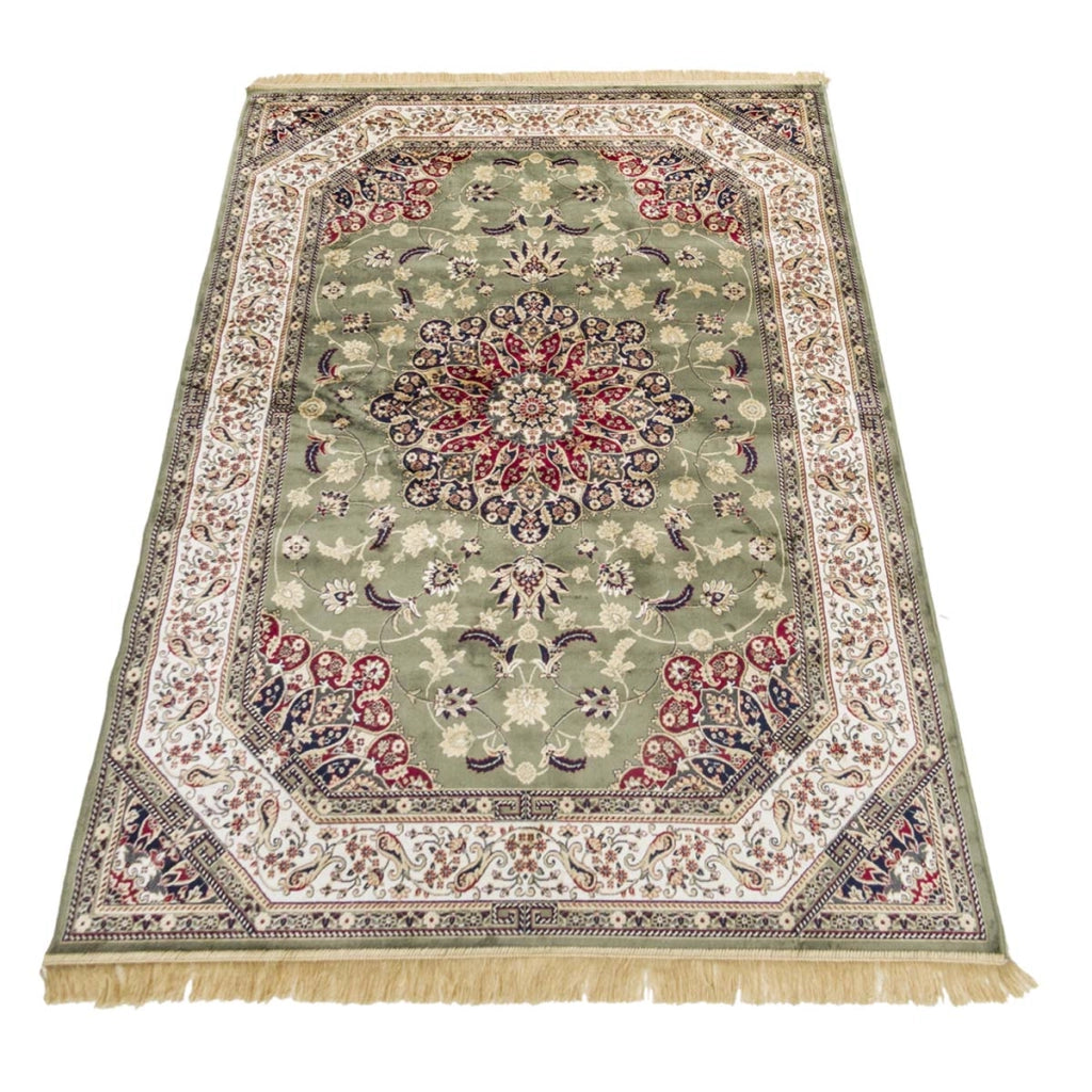 Tappeto RUBINE 317 Keshan VERDE cm.250x350 disegno classico persiano stile orientale tradizionale. Tappeto salotto, soggiorno, camera da letto, ingresso, corridoio.
