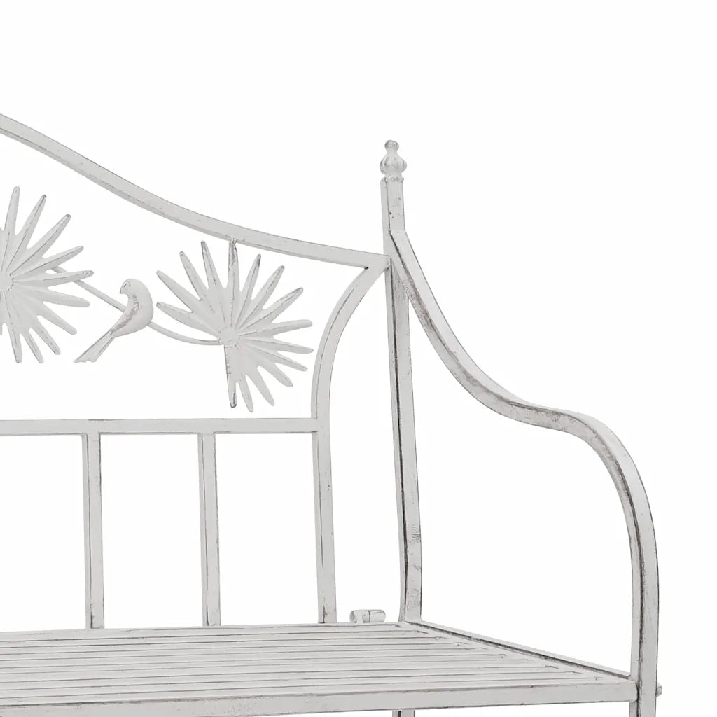 Panchina da giardino Bianco Antico 104 x 52,5 x 89 cm Acciaio 42008114