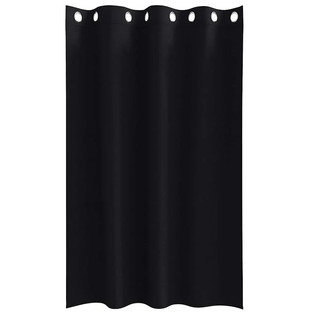 Tende Oscuranti | Tende Blackout con Anelli 2 pz Nero 175 x 140 cm Poliestere
