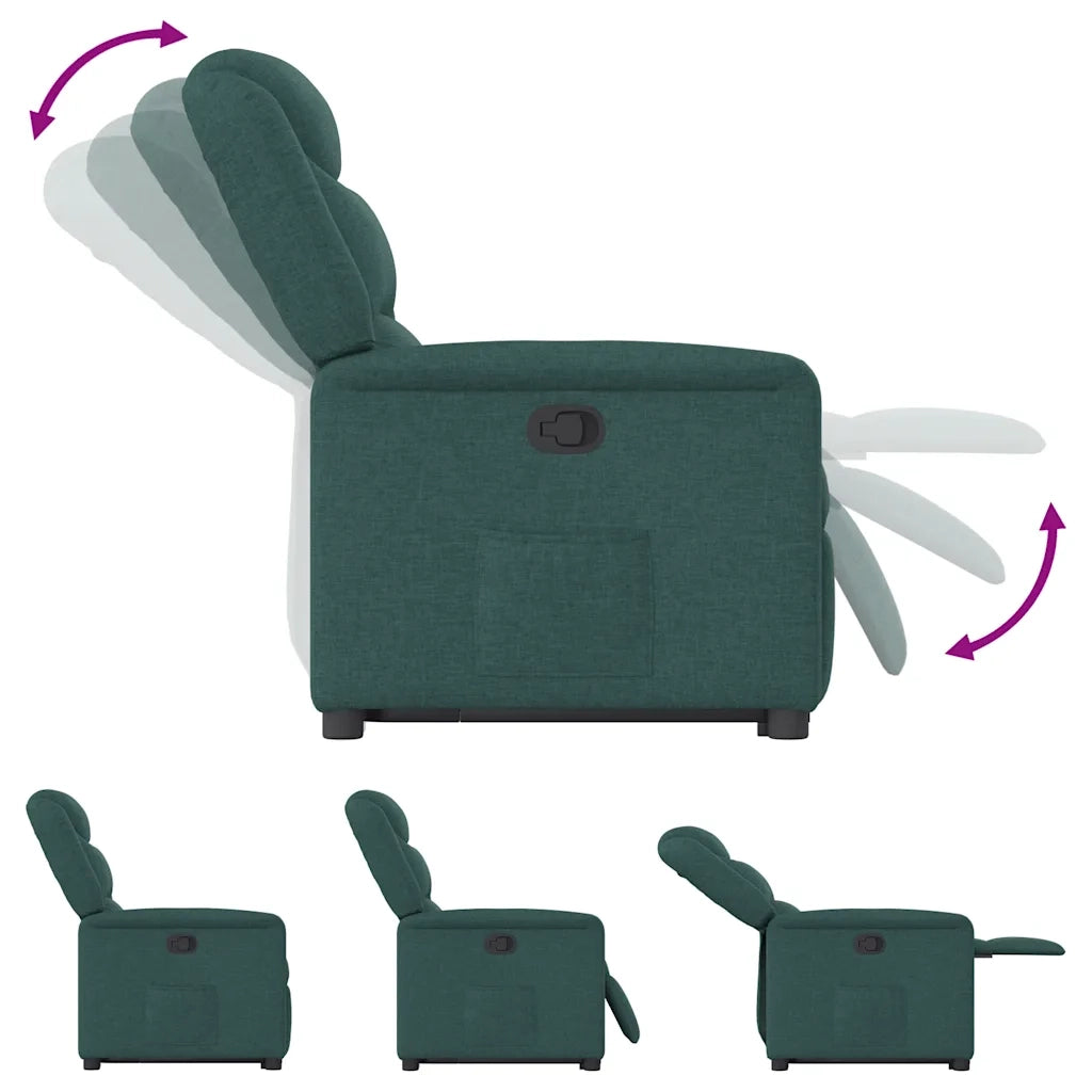 Poltrona Alzapersona Reclinabile Verde Scuro in Tessuto 3303200