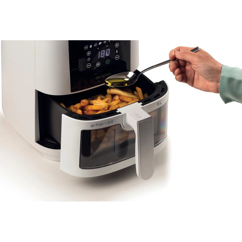 Friggitrice ad aria 6L 1300W - 8 programmi - Cestello trasparente - Bianco