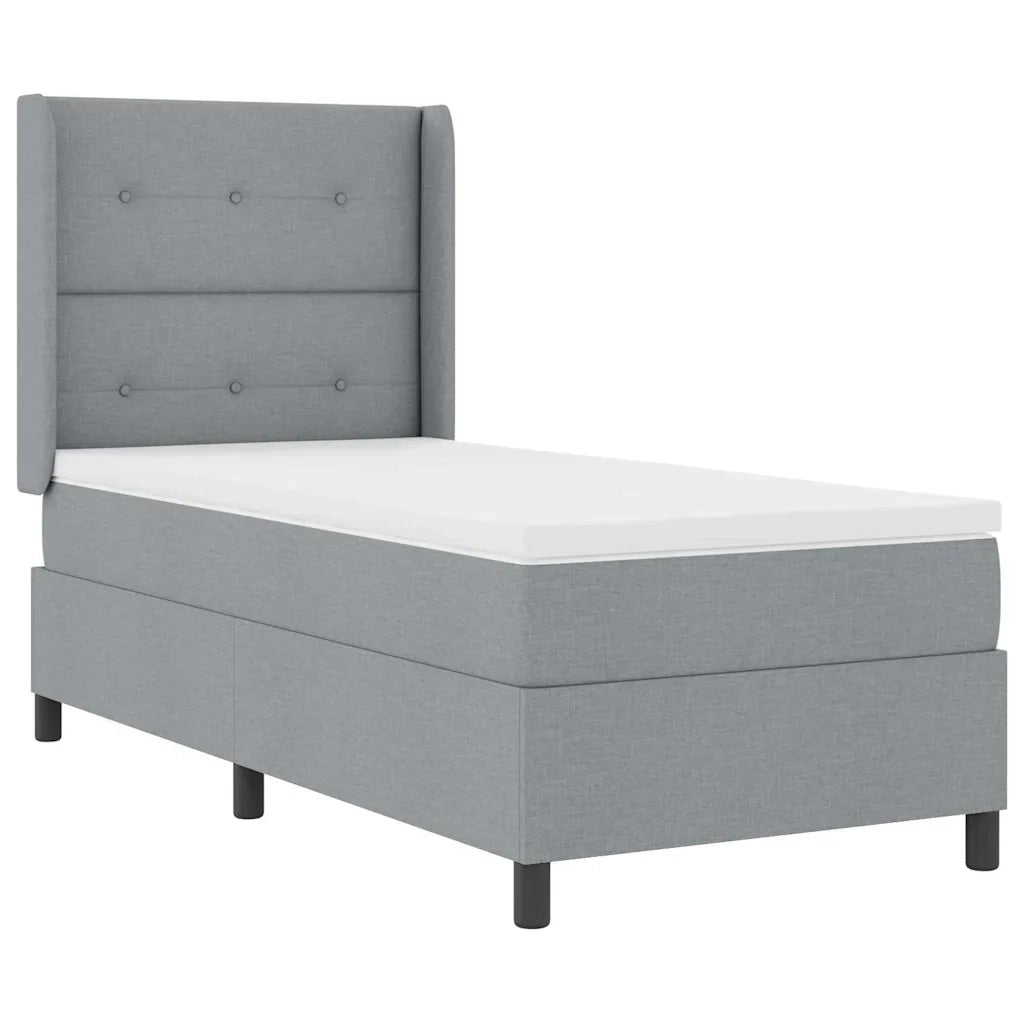Letto a Sorgente LED Grigio chiaro 90 x 200 cm Tessuto