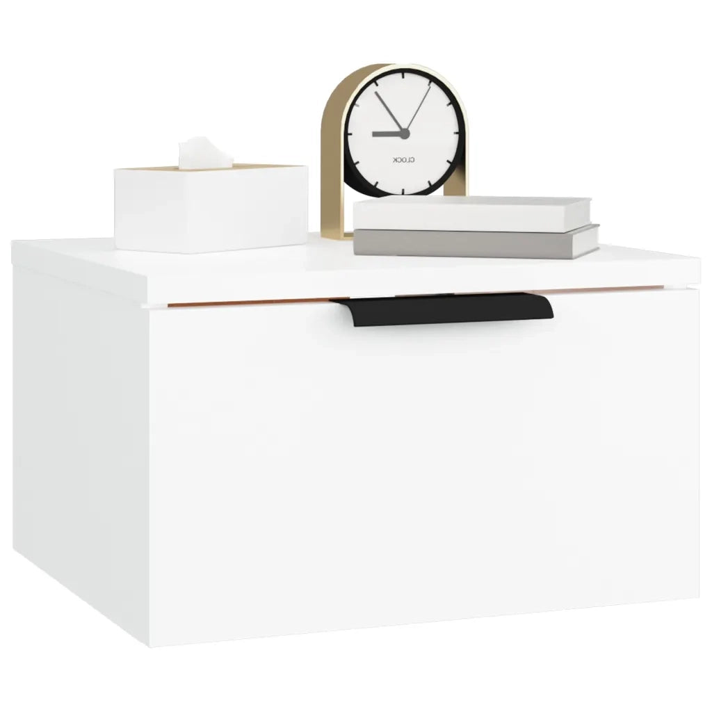 Set di 2 Comodini | Armadio da Notte | Mobiletto da notte a Muro Bianchi 34x30x20 cm