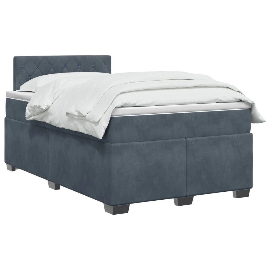 Letto con Box Spring, Materasso e LED Grigio Scuro 120 x 190 cm 3452133