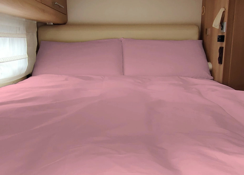 Lenzuolo Sopra Cordonetto Camper Roulotte 100% Cotone PERSONALIZZABILE Tinta Unita - Matrimoniale - Rosa