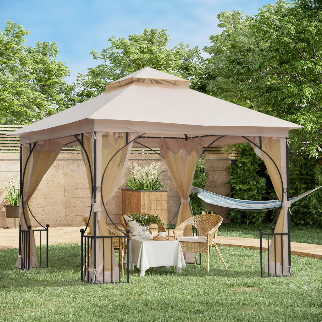 Gazebo da giardino ¨C Minimal ¨C beige e nero 295x295x275 cm