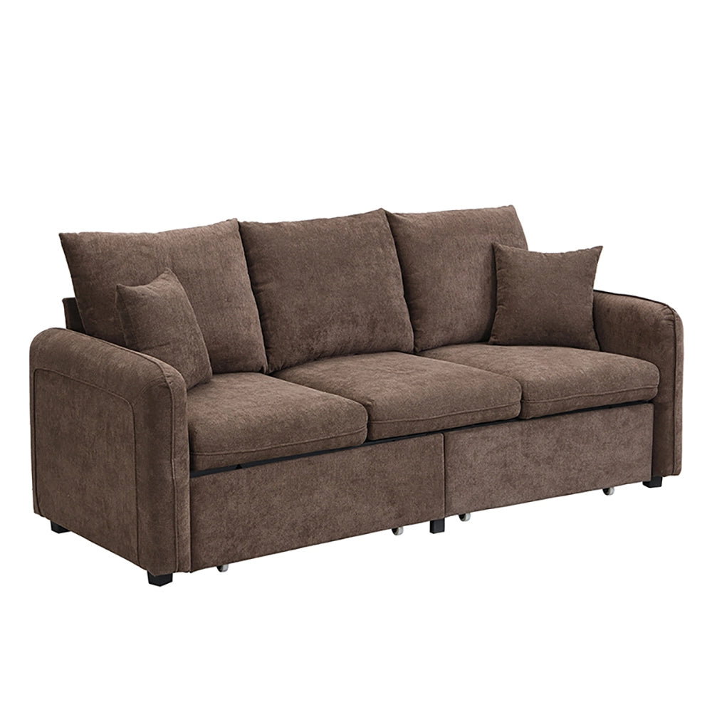 Divano angolare - Xylo - 3 posti modulare cassetti+pouf chenille