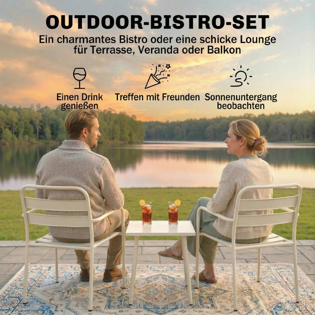 Set Bistrot 3 Pezzi ¨C Minimal ¨C Grigio, Acciaio, 80x80x70