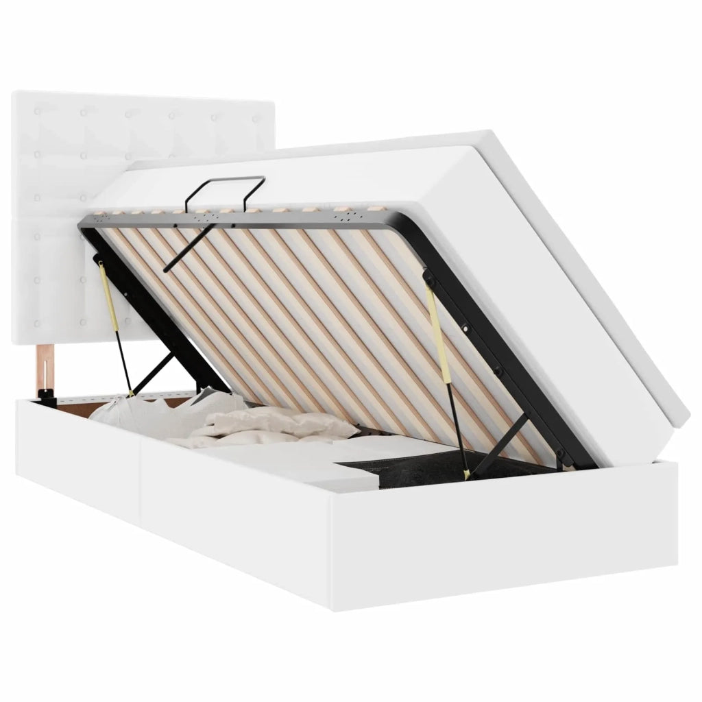 Letto con contenitore e LED con led Bianco Puro 90 x 190 cm