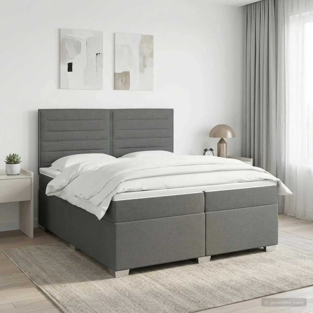 Letto box spring con materasso Grigio Scuro 200 x 200 cm 3453480