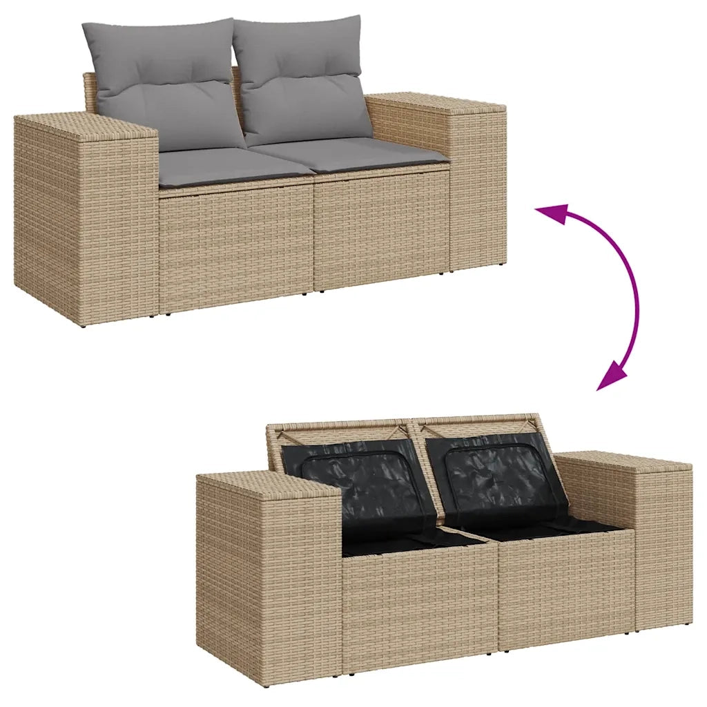 Set Divani da Giardino 7 pz con Cuscini Beige in Polyrattan 3326810