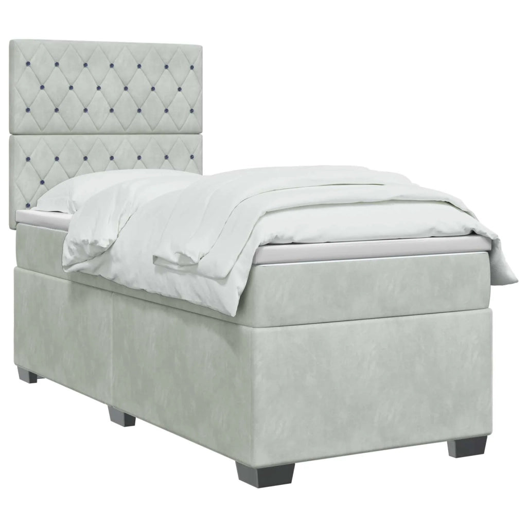 Letto box spring con materasso Grigio Chiaro 100 x 200 cm 3455042