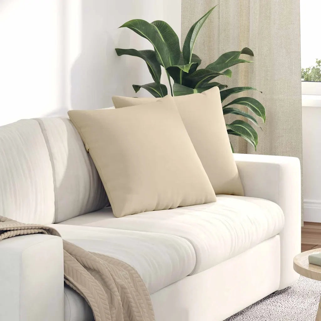 Cuscini da Divano 2 pz-Set di 2 Cuscini per Sofa Crema 50 x 50 cm Tessuto 248308