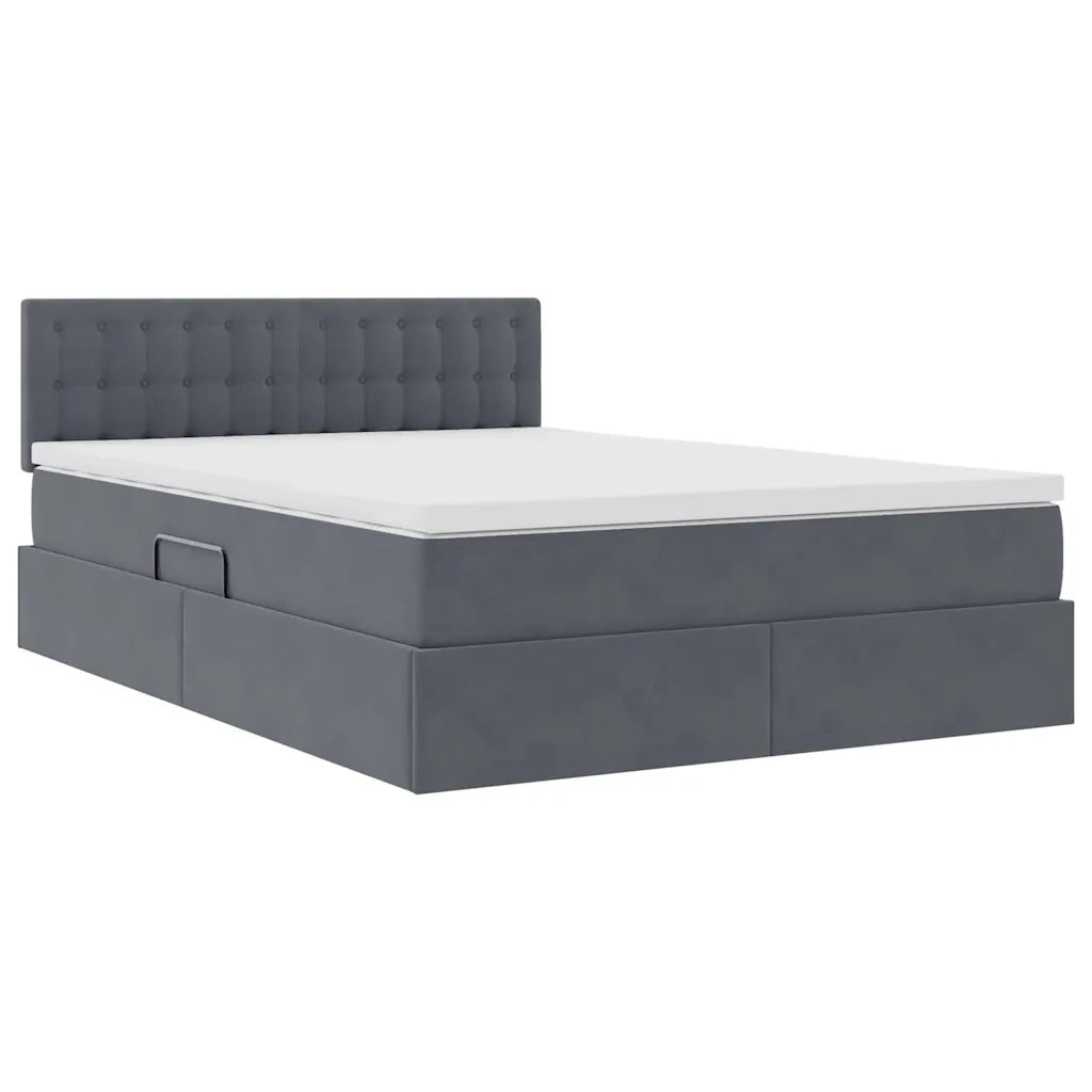 Letto con Contenitore Grigio scuro 140 x 190 cm Velluto