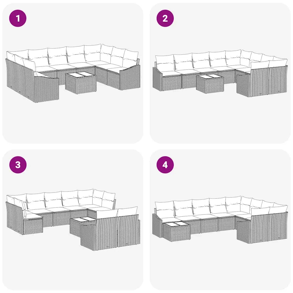 Set di divani con cuscino 10 pcs Grigio chiaro polyrattan 3346892