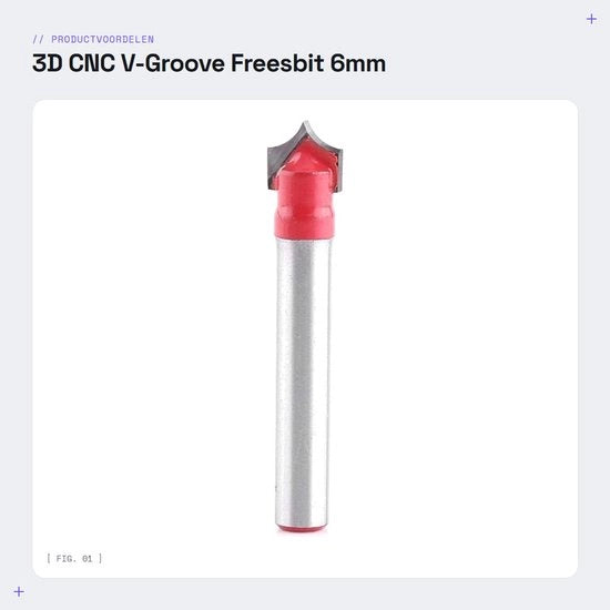 Gravatore 3D a V per Hout - Bit per Hout - Taglio Doppio - 6 mm - Adatto per Acrilico e MDF