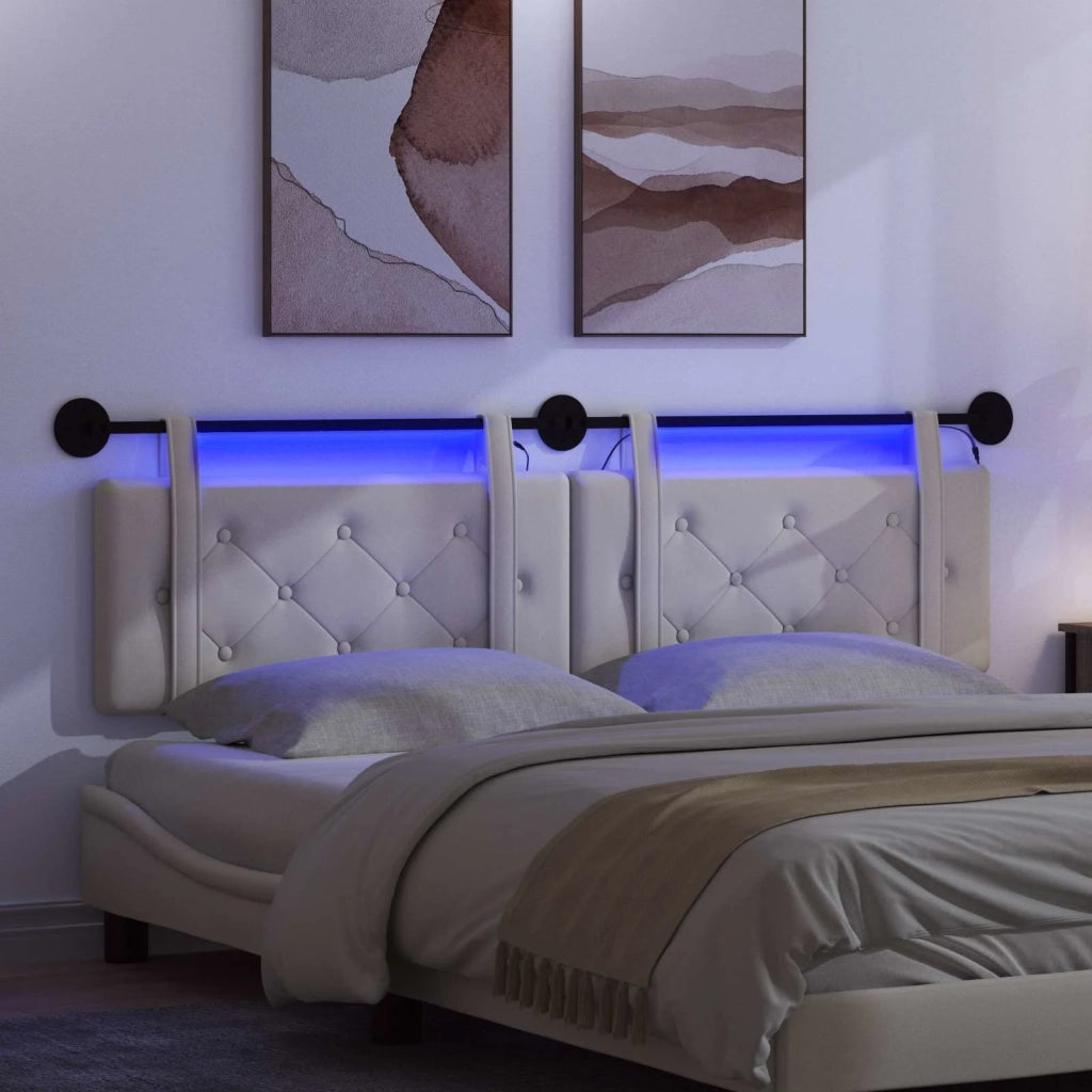 Testiera | Testata sospesa Con luce LED Crema Velluto