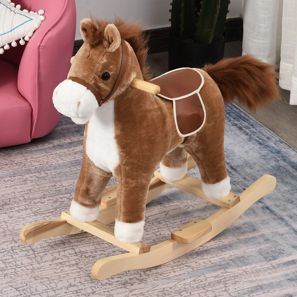 Cavallo Dondolo Peluche ¨C Minimal ¨C Marrone 65x32.5x61 cm