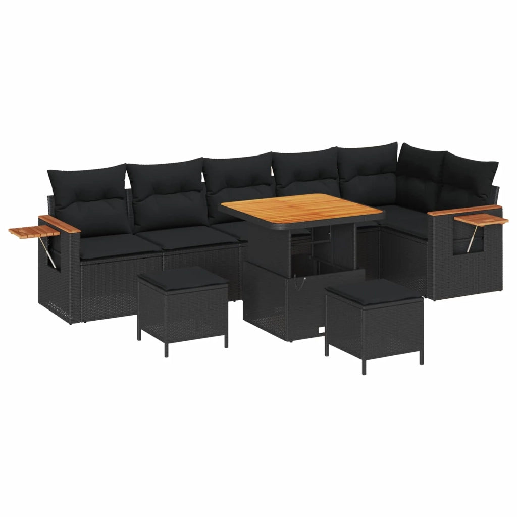 Set Divano da Giardino con cuscino 9 pcs Nero 3363189