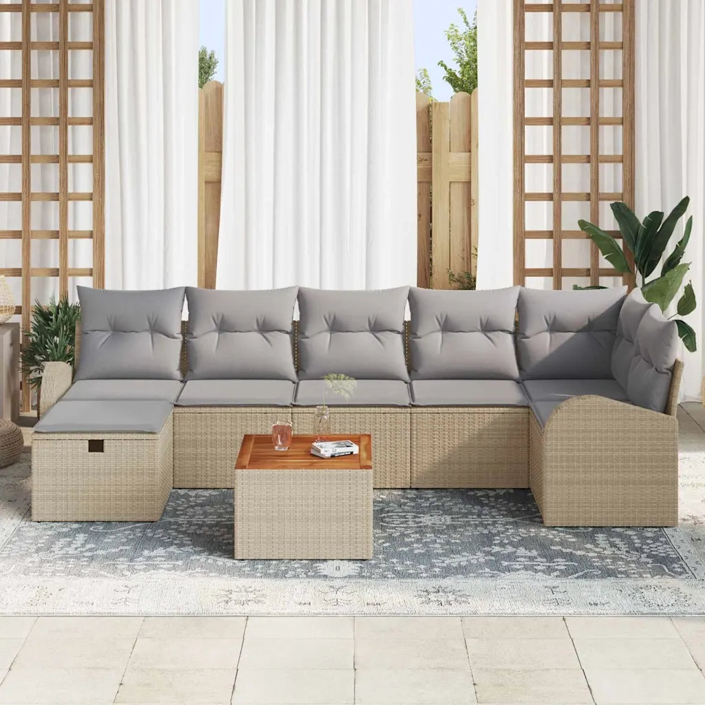 Set Divano da Giardino con cuscino 8 pcs Beige polyrattan 3359518