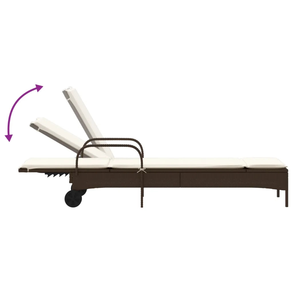 Lettini Prendisole 2 pz con Cuscini Marrone in Polyrattan 3261435
