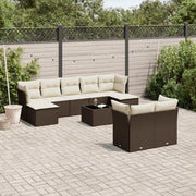 Set Divani da Giardino 10pz con Cuscini in Polyrattan Marrone 3218323