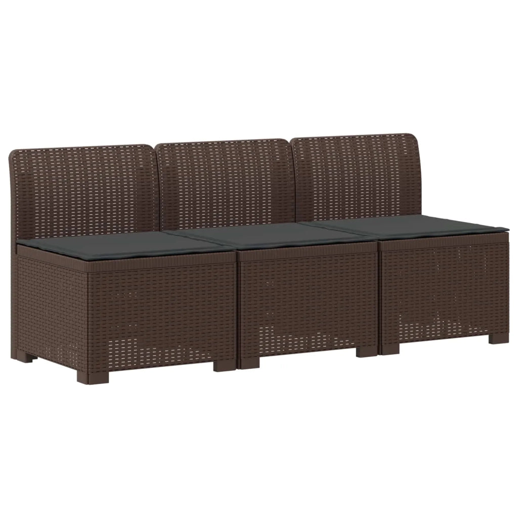 Divano da esterno-Divano da Giardino 3 posti con cuscini in look rattan PP 140938