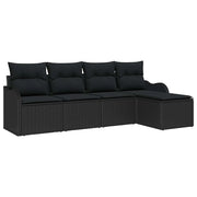 Set Divano da Giardino | Set Salotto da Giardino Nero polyrattan
