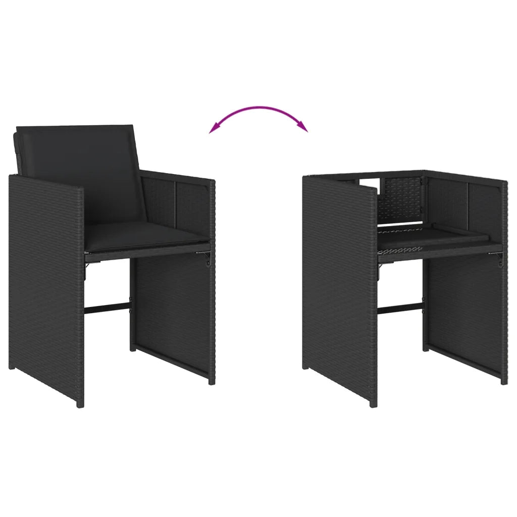Set da Pranzo da Giardino 17 pz con Cuscini Nero in Polyrattan 3277950