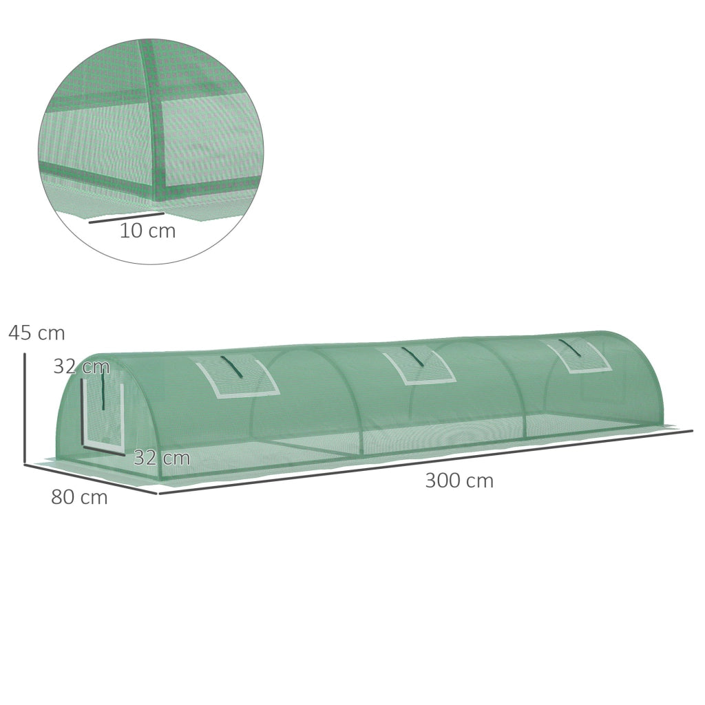 Serra da Giardino con Finestrelle ¨C Minimal ¨C Verde Acciaio 300x80x45 cm