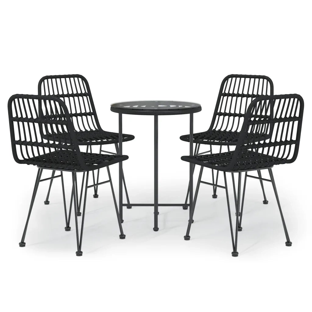 Set da Pranzo da Giardino 5 pz Nero in Polyrattan 3157840