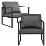 Set Lerum di 2 Poltrone da Giardino Sedie per Esterno con Cuscini - Nero / Grigio casa.pro