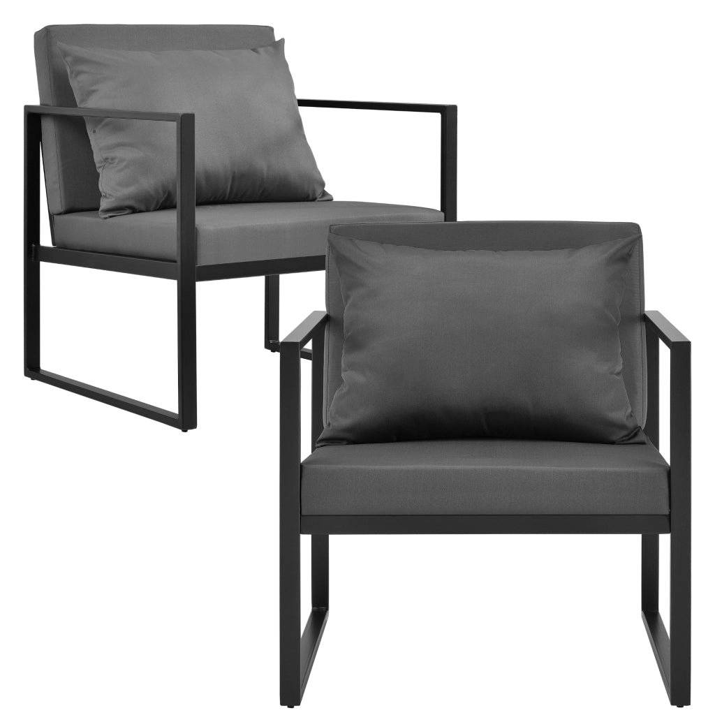 Set Lerum di 2 Poltrone da Giardino Sedie per Esterno con Cuscini - Nero / Grigio casa.pro