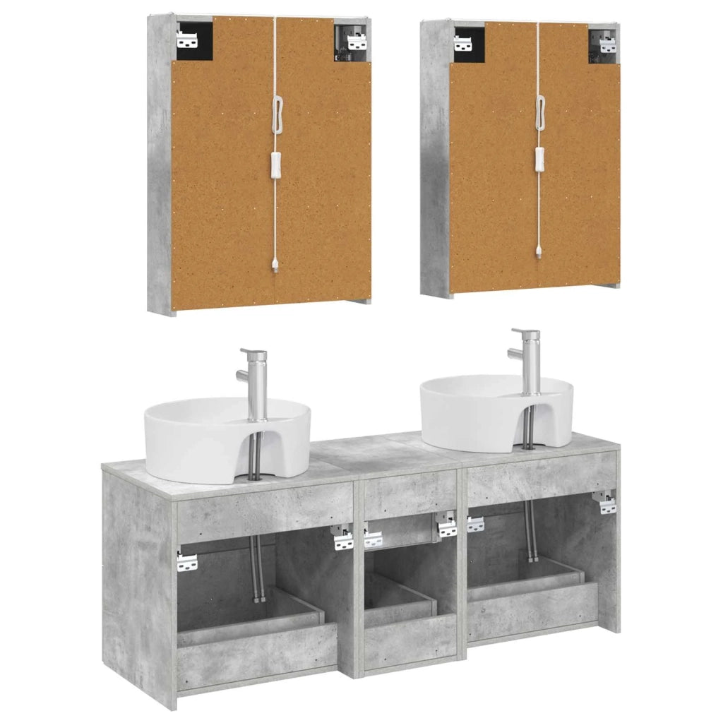 Set di mobili per il bagno 5 pz Grigio Cemento 3406930