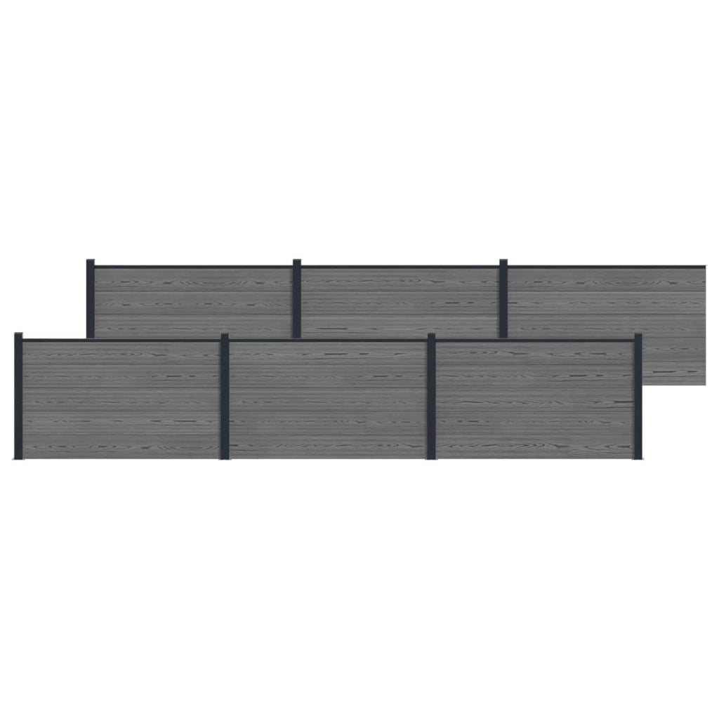 Pannello di Recinzione 6 pcs WPC e Alluminio Grigio